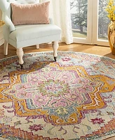 Safavieh Crystal CRS501 Light Blue and Fuchsia 7' x 7' Round Area Rug