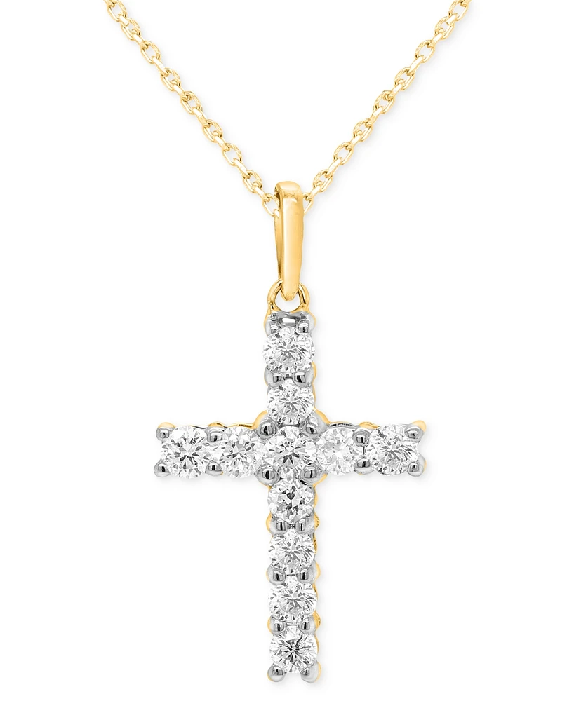 Forever Grown Diamonds Lab-Created Diamond Cross 18" Pendant Necklace (1/2 ct. t.w.) Sterling Silver or 14K Gold-Plated