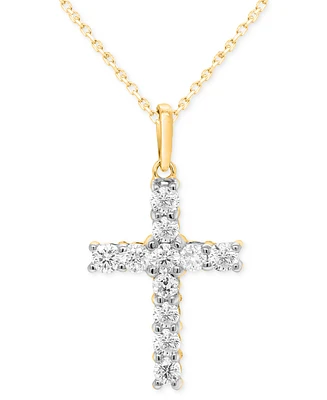 Forever Grown Diamonds Lab-Created Diamond Cross 18" Pendant Necklace (1/2 ct. t.w.) Sterling Silver or 14K Gold-Plated