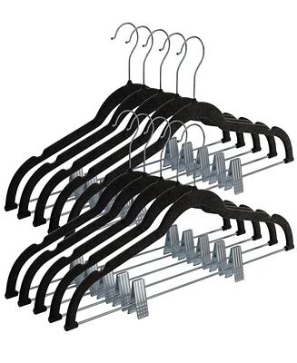 10 Pack Clothes Hangers with Clips - Black Velvet Hangers use for Skirt Hangers - Clothes Hanger for Pants Ultra Thin No Slip Hangers