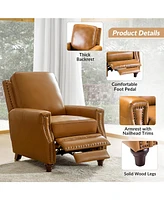 Bellino Modern Genuine Leather Recliner with Nailhead Trim