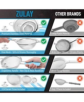 Premium Stainless Steel Fine Mesh Strainer Set - Strainers for Kitchen (Set of 3) with Non-slip Handles
