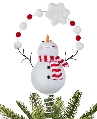 Holiday Lane Christmas Cheer White and Red Snowman & Wreath Tree Topper, Created for Macy's