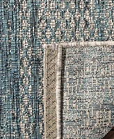 Safavieh Courtyard CY8736 Light Gray and Teal 2'7" x 5' Sisal Weave Outdoor Area Rug