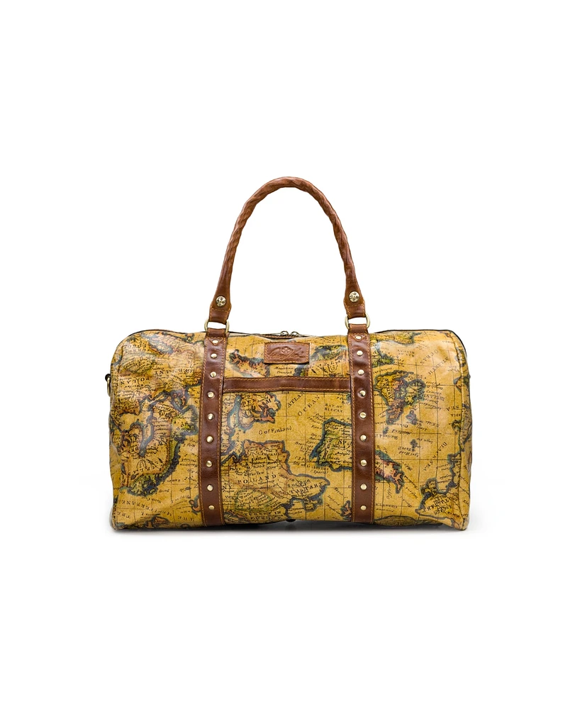 Patricia Nash Milano Weekender Duffel Bag - European Map Leather