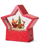 Holiday Lane Christmas Cheer Led Red Star Santa Waterglobe, Created for Macy's