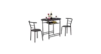 Slickblue 3 Pcs Dining Set Table and 2 Chairs Bistro Pub Furniture