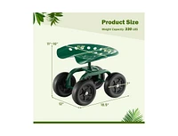 Slickblue Garden Rolling Workseat with 360°Swivel Seat and Adjustable Height-Green