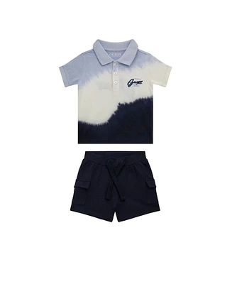 Guess Baby Boys Dip Dye Polo and Short Set