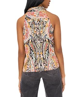 1.state Women's Printed Sleeveless Button-Up Blouse