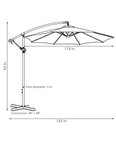 Sunnydaze Decor 10 ft Cantilever Offset Steel Patio Umbrella with Crank - Brown