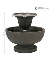 Sunnydaze Decor Streaming Falls Polyresin Outdoor 2-Tier Water Fountain