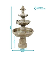 48"H Electric Fiberglass 3-Tier Outdoor Water Fountain