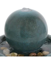 Tabletop Water Fountain with Ceramic Orb - Relaxing Indoor Fountain for Meditation - For Office, Bedroom, or Living Room