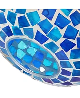 Sunnydaze Decor Glass Blue Mosaic Fly-Through Hanging Bird Feeder - 6 in