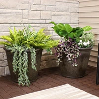 Sunnydaze Decor Anjelica Flower Pot Planter - Outdoor/Indoor Unbreakable Double-Walled Polyresin with Uv-Resistant Sable Finish - Set of 4