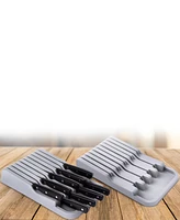 Cheer Collection Kitchen Drawer Knife Organizer - Space Saving Tray to Keep Knives Organized