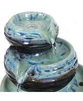 Sunnydaze Decor Modern Textured Bowls Ceramic Indoor 3-Tier Water Fountain - 7 in