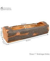 Sunnydaze Decor 35 in Polyresin Rustic Outdoor Raised Log Flower Pot Planter