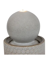 Sunnydaze Decor Modern Orb on Circle Ceramic Fountain with Led Lights - 23.5 in