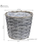 Sunnydaze Decor 6.75 in Rattan Wicker Basket Planters with Lining - Set of 5