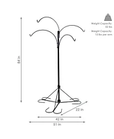 Sunnydaze Decor Black Steel Hanging Basket Stand with 4 Adjustable Arms - 84 in