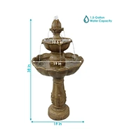 Sunnydaze Decor Blooming Flower Resin Outdoor 2-Tier Water Fountain