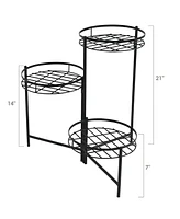 Sunnydaze Decor Black Iron 3-Tier Outdoor Plant Stand - 22 in - Set of 2