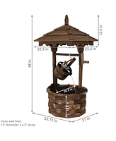 Sunnydaze Decor Old-Fashioned Wooden Wishing Well Water Fountain - Outdoor Garden Fountain Waterfall Feature - 48 Inch Tall