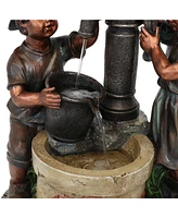 Sunnydaze Decor Jack and Jill at Water Pump and Well Water Fountain - 24 in