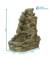 Sunnydaze Decor Fiberglass Electric Outdoor Stone Waterfall Fountain - 37 in