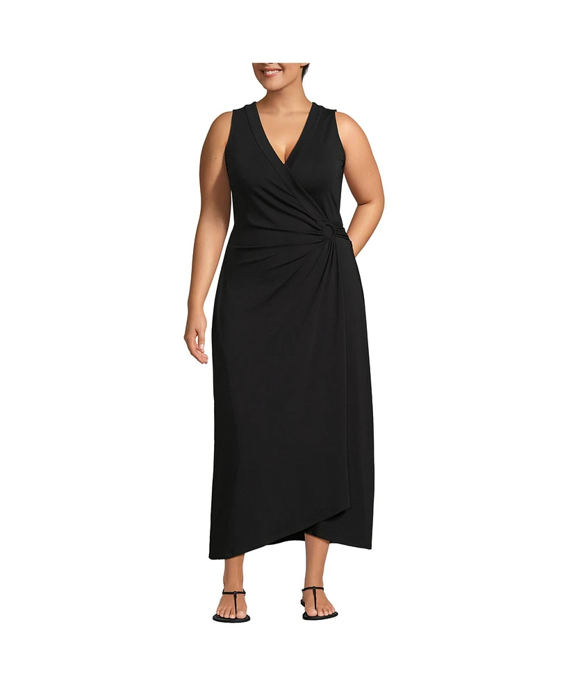 Lands' End Plus Sleeveless Tulip Hem Maxi Dress