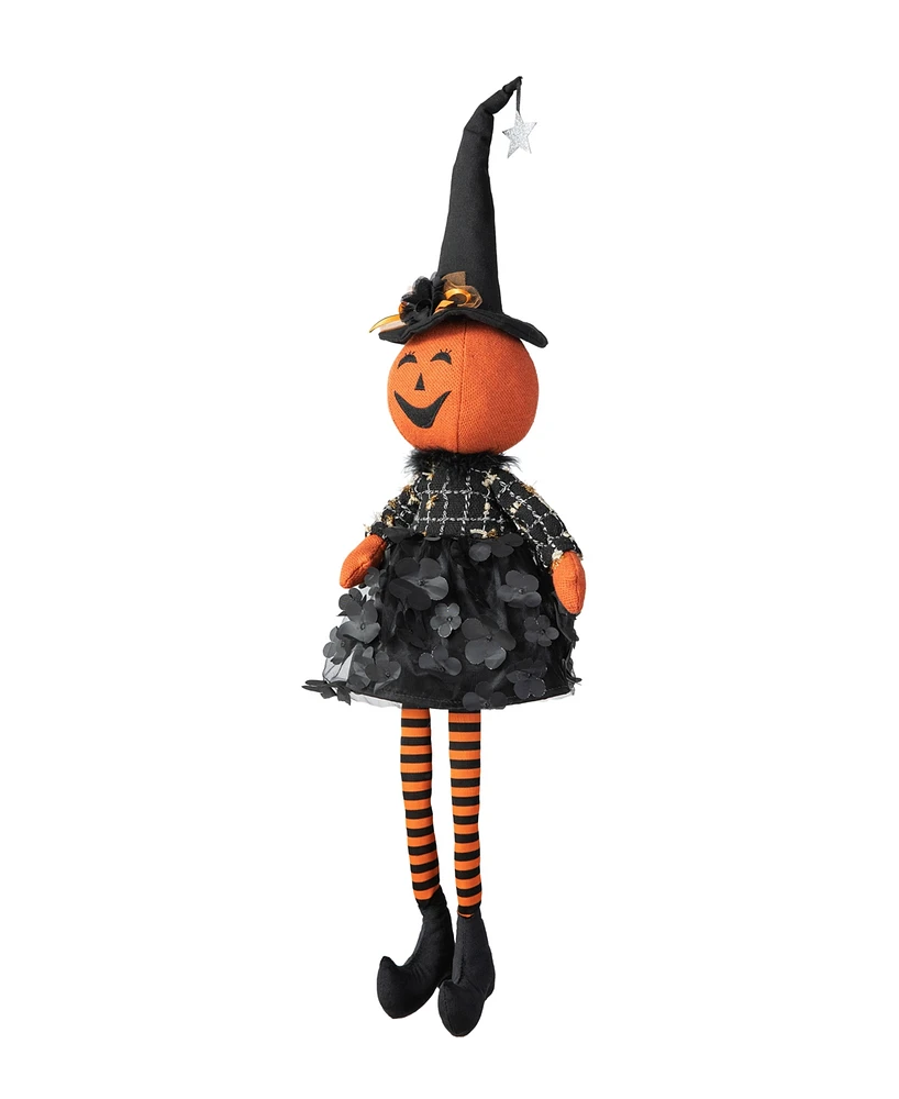 Glitzhome 30"H Halloween Fabric Dressed Pumpkin Sitter