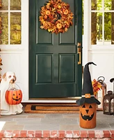 Glitzhome 24"H Halloween Linen Jack-o-Lantern Doorstop Porch Decor