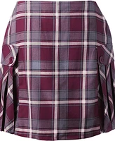 Lands' End Women's School Uniform Side Pleat Plaid Skort Above the Knee