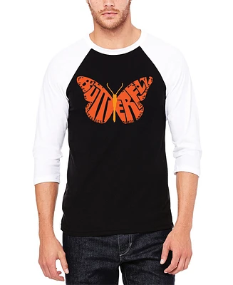 La Pop Art Butterfly - Men's Raglan Baseball Word T-Shirt