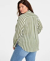 On 34th Trendy Plus Striped Button-Up Shirt, Created for Macy's