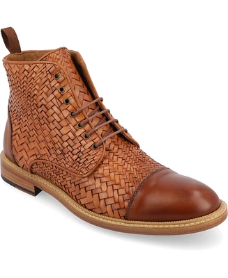 Taft Men's Rome Woven Handcrafted Full-grain Leather Dress Lace-up Boot