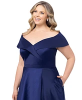 Xscape Plus Off-The-Shoulder Organza Gown