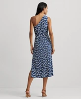 Lauren Ralph Women's Floral Belted Jersey One-Shoulder Dress