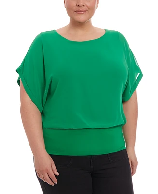 Joseph A Plus Mixed Media Dolman Sleeve Top