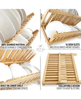 Zulay Kitchen Foldable Bamboo Dish Drying Rack - 2-Tier