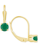 Emerald Solitaire Leverback Earrings (1/2 ct. t.w.) 14k Gold (Also Ruby, Sapphire, & Tanzanite)