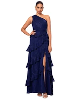 Xscape Women's Tiered One-Shoulder Gown