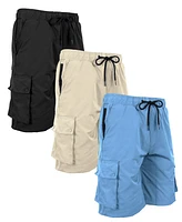 Galaxy By Harvic Men's Moisture Wicking Performance Quick Dry Cargo Shorts-3 Pack