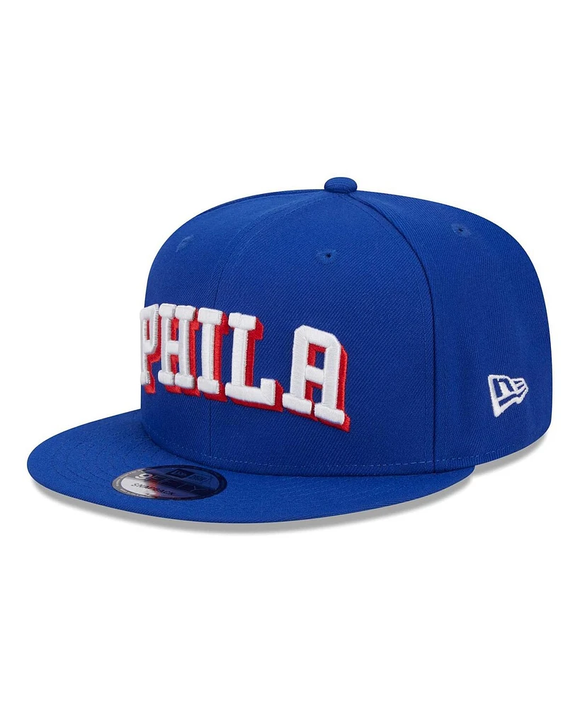 New Era Men's Royal Philadelphia 76ers Side Logo 9fifty Snapback Hat