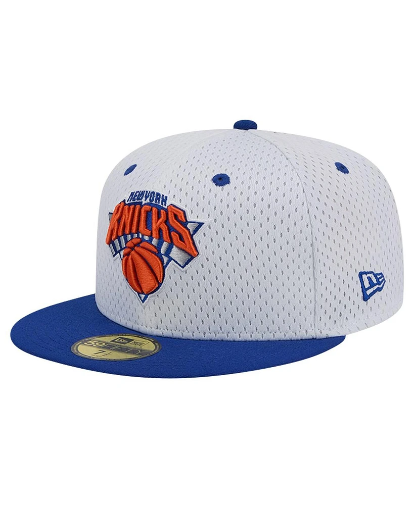 New Era Men's White/Blue York Knicks Throwback 2Tone 59fifty Fitted Hat