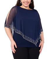 Msk Plus Embellished Asymmetric Cape Overlay Top