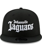 New Era Men's Black Jacksonville Jaguars Gothic Script 9fifty Snapback Hat
