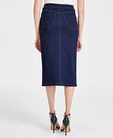 Anne Klein Women's Slit-Front Midi Denim Skirt